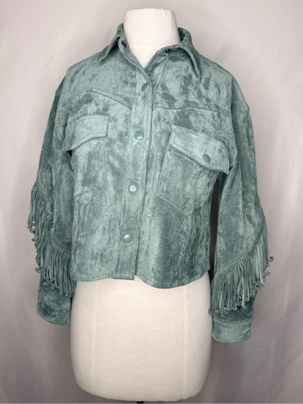 BLANKNYC Faux Suede Fringe Jacket